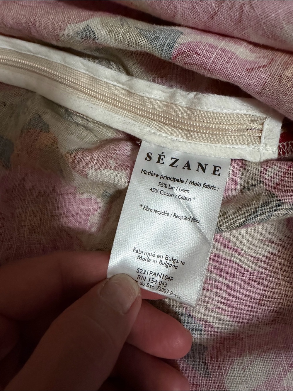Sezane Wide Leg Linen Floral Pants in Pink, Orange, Olive Size 40/8 - Picture 4 of 4